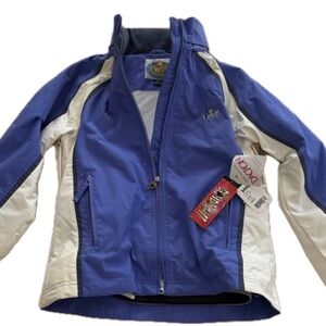 Bombshell Blue and White Ski Jacket with Hood